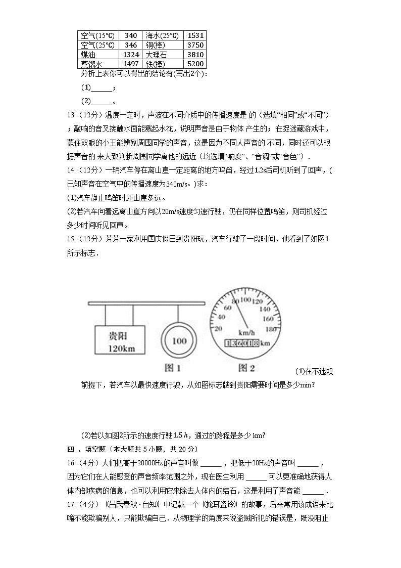人教版物理八年级上册《第2章 声现象》巩固提升第3页