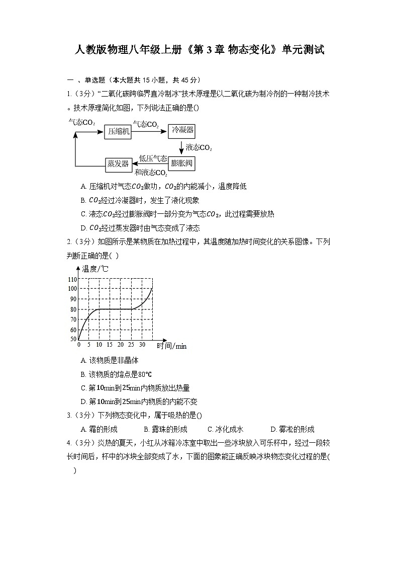 人教版物理八年级上册《第3章 物态变化》单元测试第1页