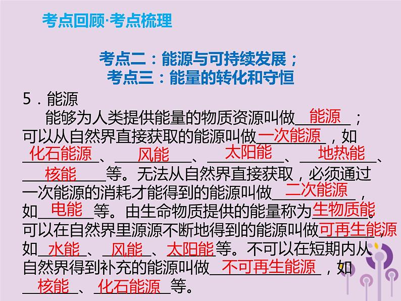 中考物理一轮复习解读课件 第22章信息的传递能源与可持续发展守恒（含答案）03