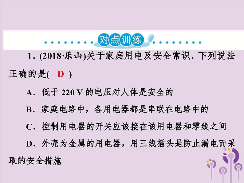 中考物理一轮复习教材梳理课件 第27课时《家庭电路与安全用电》（含答案）08