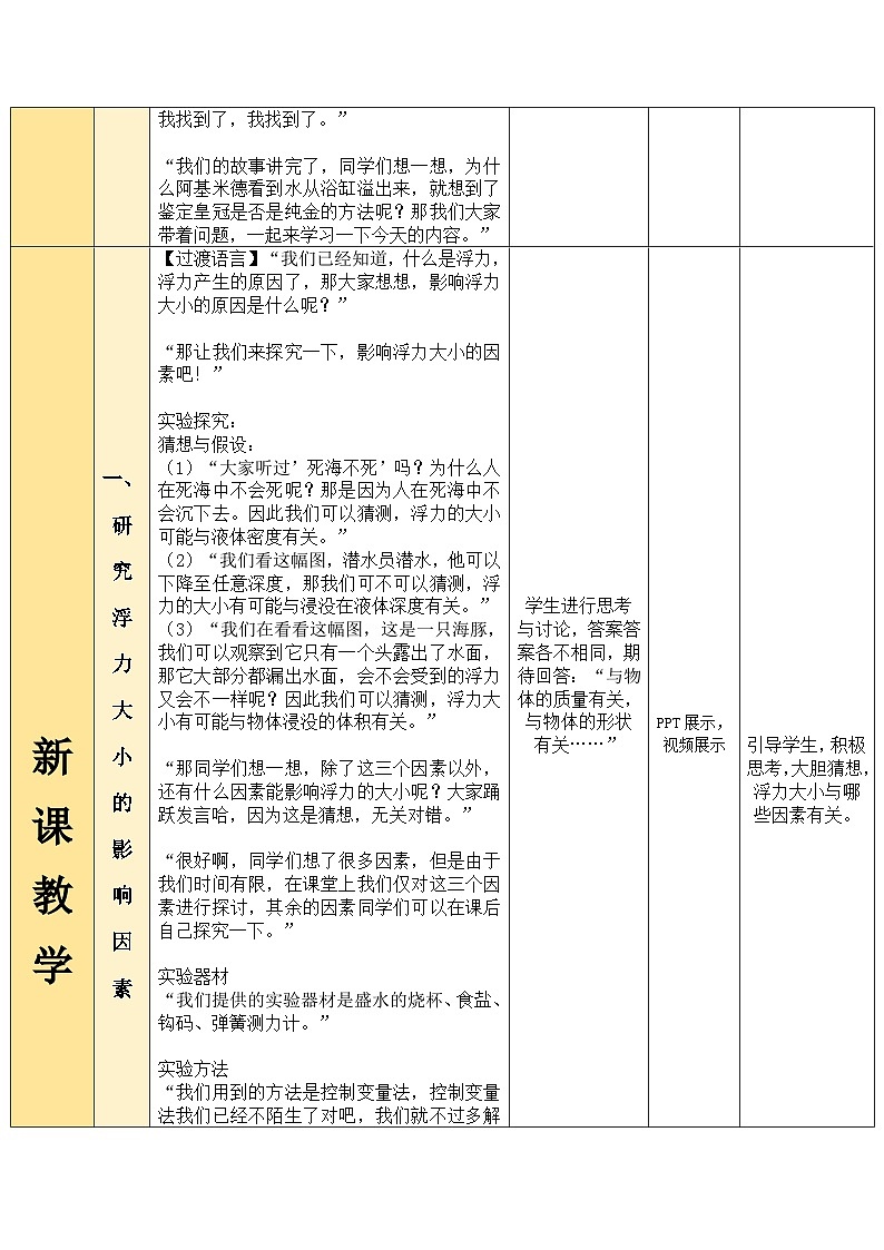 阿基米德原理教学设计第3页