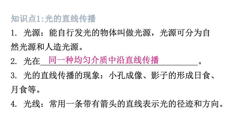 粤教沪科版八年级上册物理第三章光和眼睛基础知识课件02