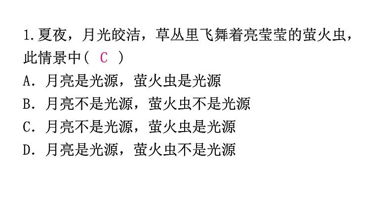 粤教沪科版八年级上册物理第三章3-1光世界巡行练习课件第2页