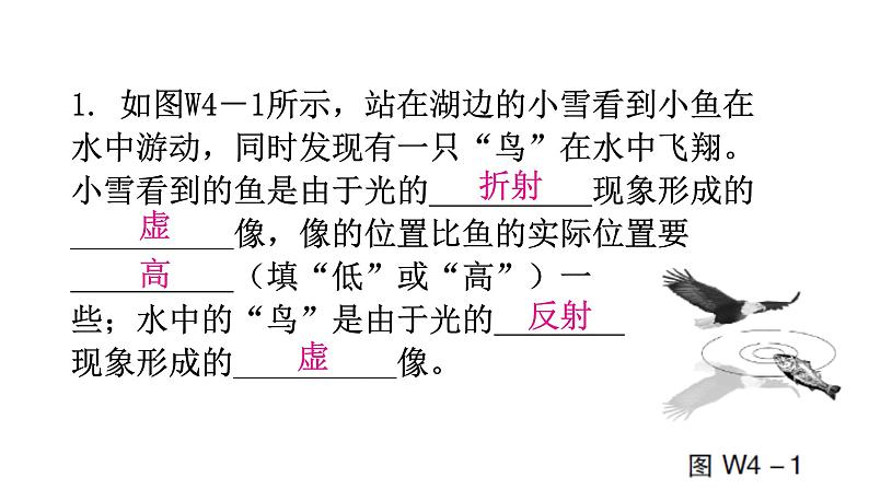 粤教沪科版八年级上册物理第三章光和眼睛微专题4光的折射与光的反射的区别分层作业课件第2页