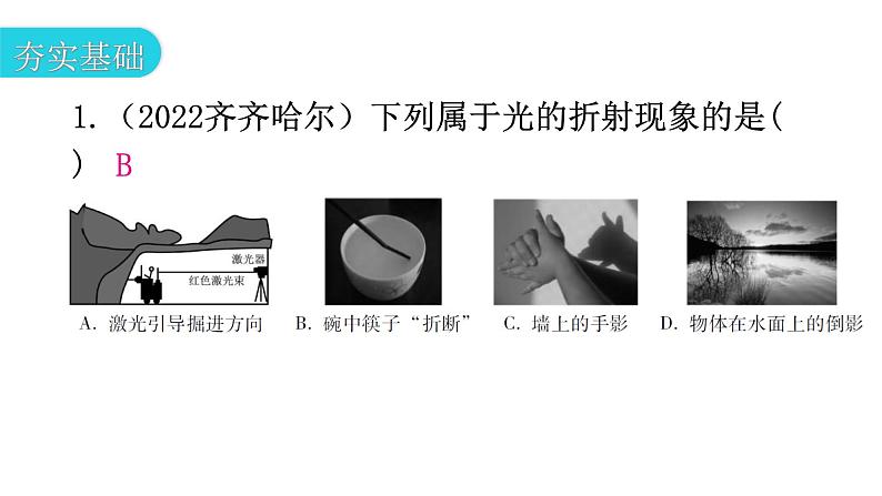 粤教沪科版八年级上册物理第三章光和眼睛3-4探究光的折射规律分层作业课件第3页