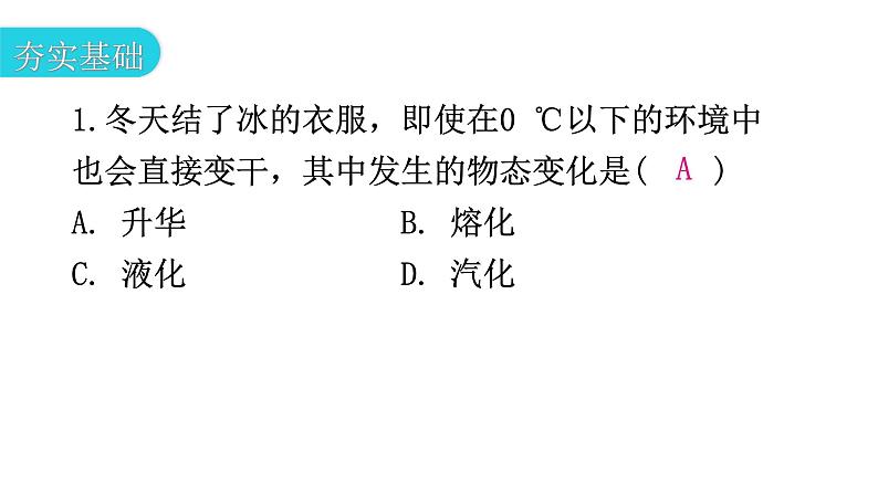 粤教沪科版八年级上册物理第四章物质的形态及其变化4-4升华和凝华分层作业课件第3页