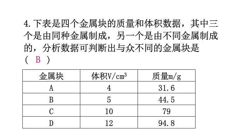 粤教沪科版八年级上册物理第五章我们周围的物质5-3密度知识的应用第一课时分层作业课件06