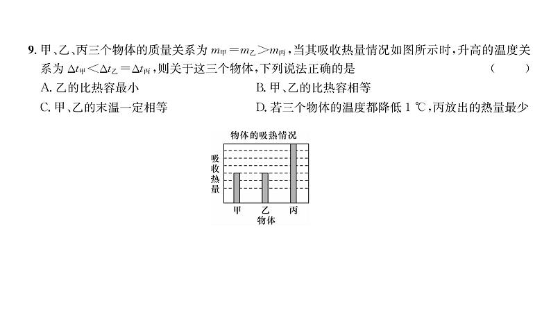 人教版九年级物理第13章综合评价训练ppt第5页