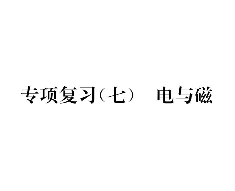 人教版九年级物理专项复习（7）电与磁课时训练ppt第1页