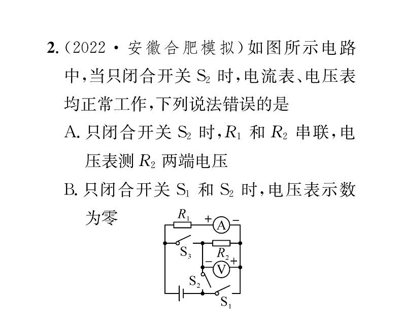 人教版九年级物理专项复习（3）电压  电阻课时训练ppt03