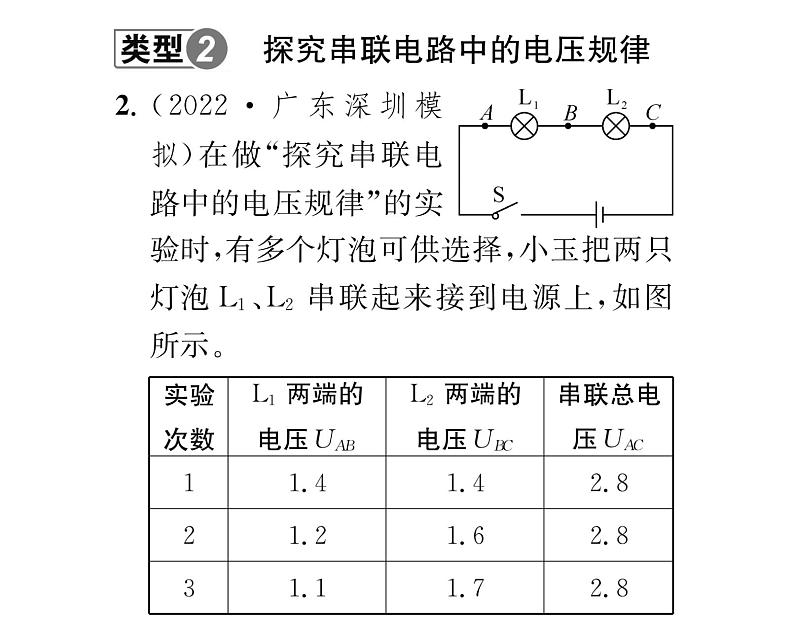 人教版九年级物理专项复习（8）电学探究性实验课时训练ppt第7页