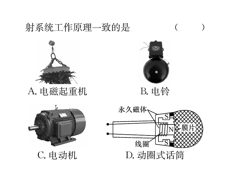 人教版九年级物理第20章小专题10  三种电磁现象的辨析课时训练ppt第4页