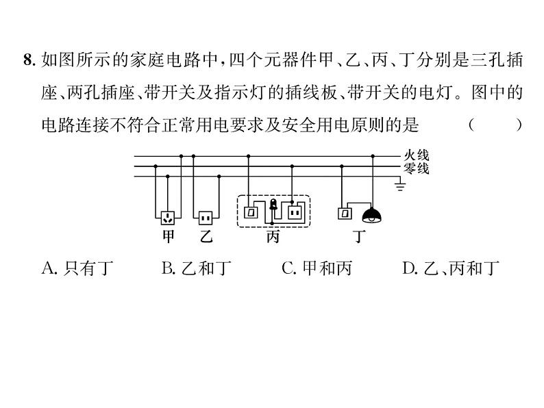 人教版九年级物理第19章综合评价课时训练ppt第8页