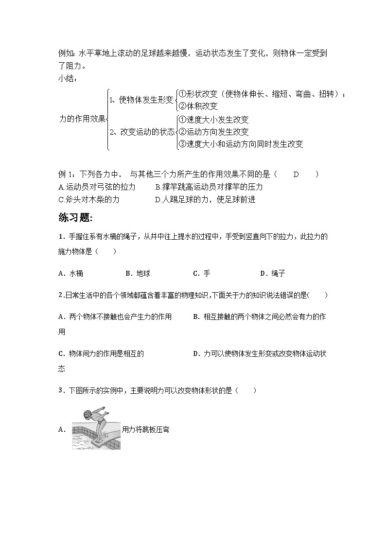 力的作用效果 试卷03