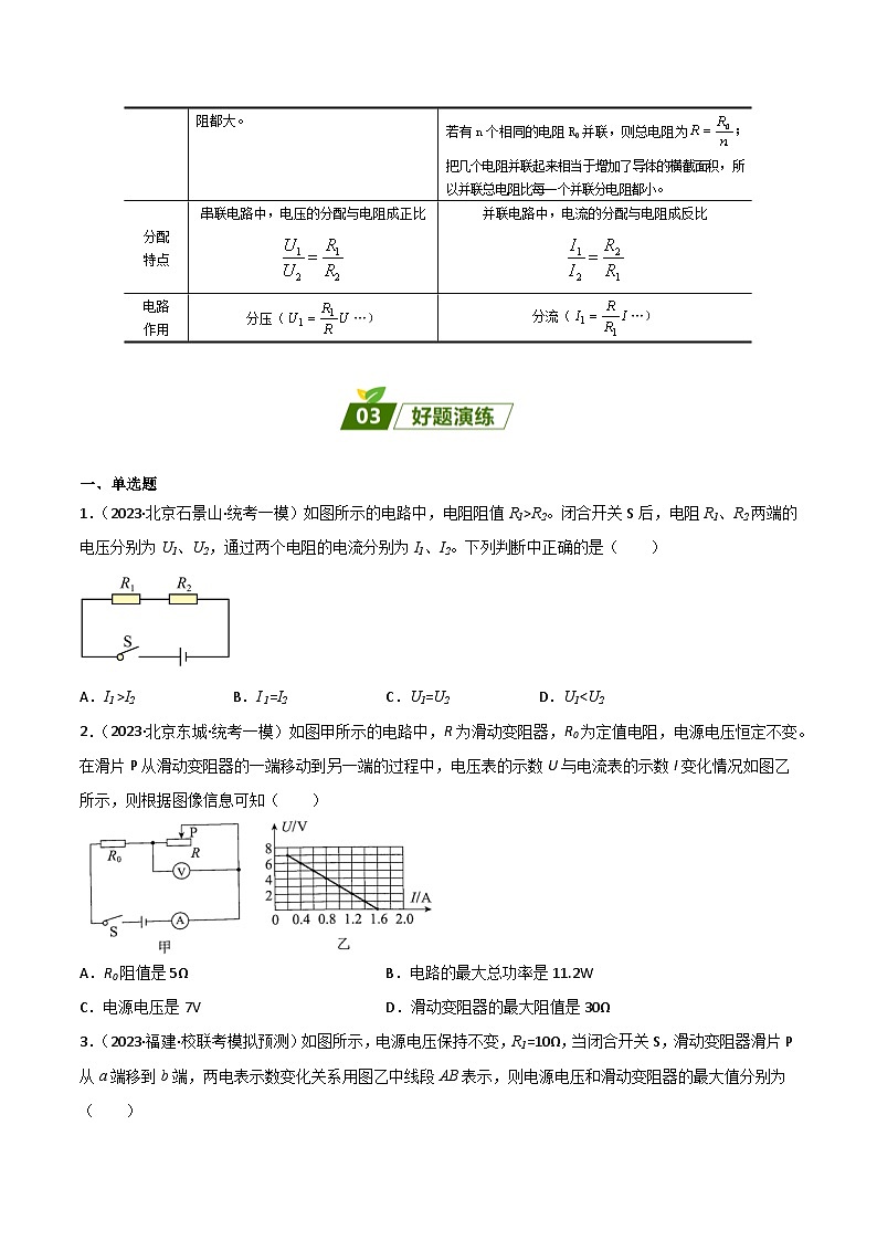 2024年中考物理大一轮复习：真题解析07 欧姆定律及其应用xs第2页