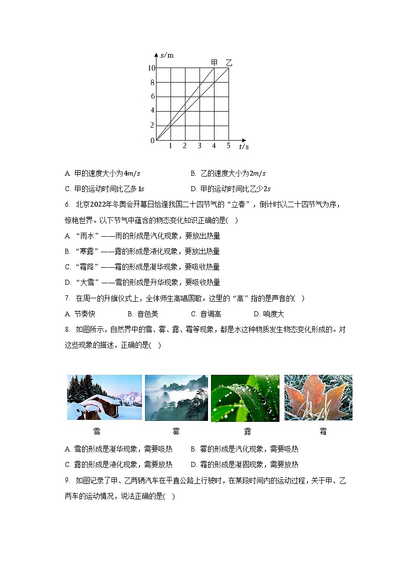 山东省聊城市高唐县2022-2023学年八年级上学期期中物理试卷第2页