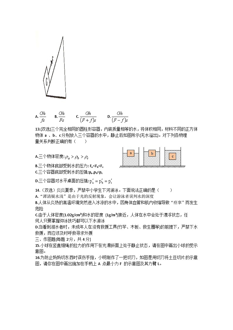 河南省新乡市河南师范大学附属中学2022-2023学年八年级下学期期末物理试卷第3页