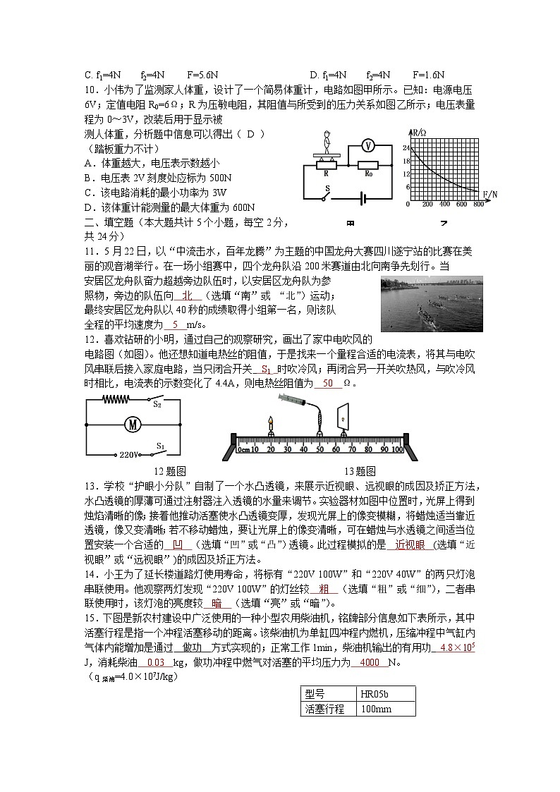 2021年四川省遂宁市中考物理真题03
