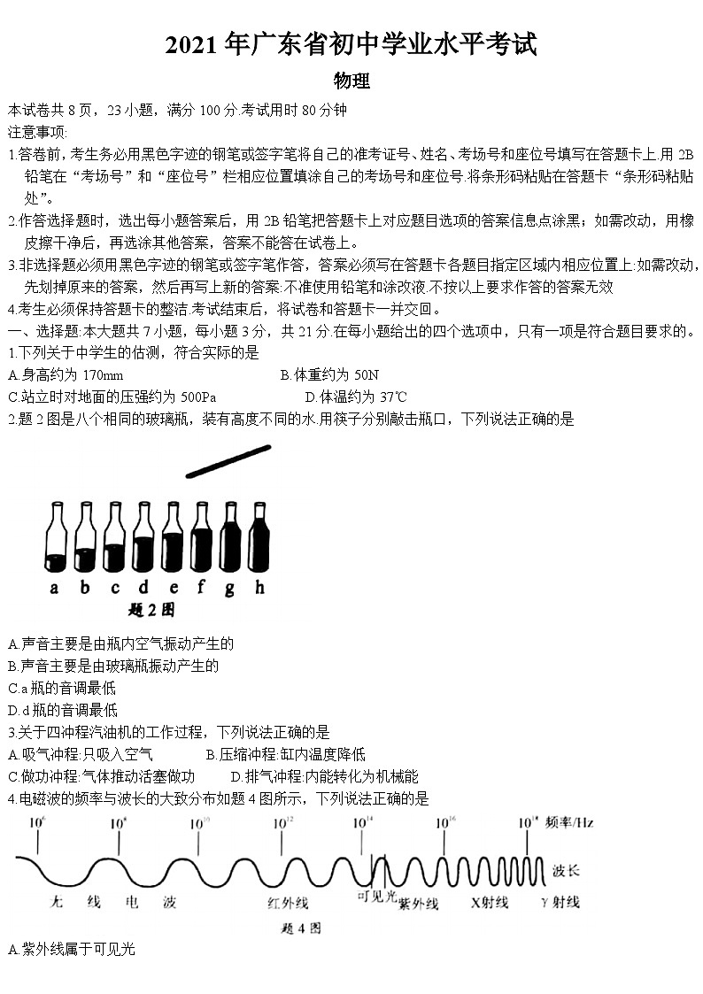 2021年广东省中考物理试题01