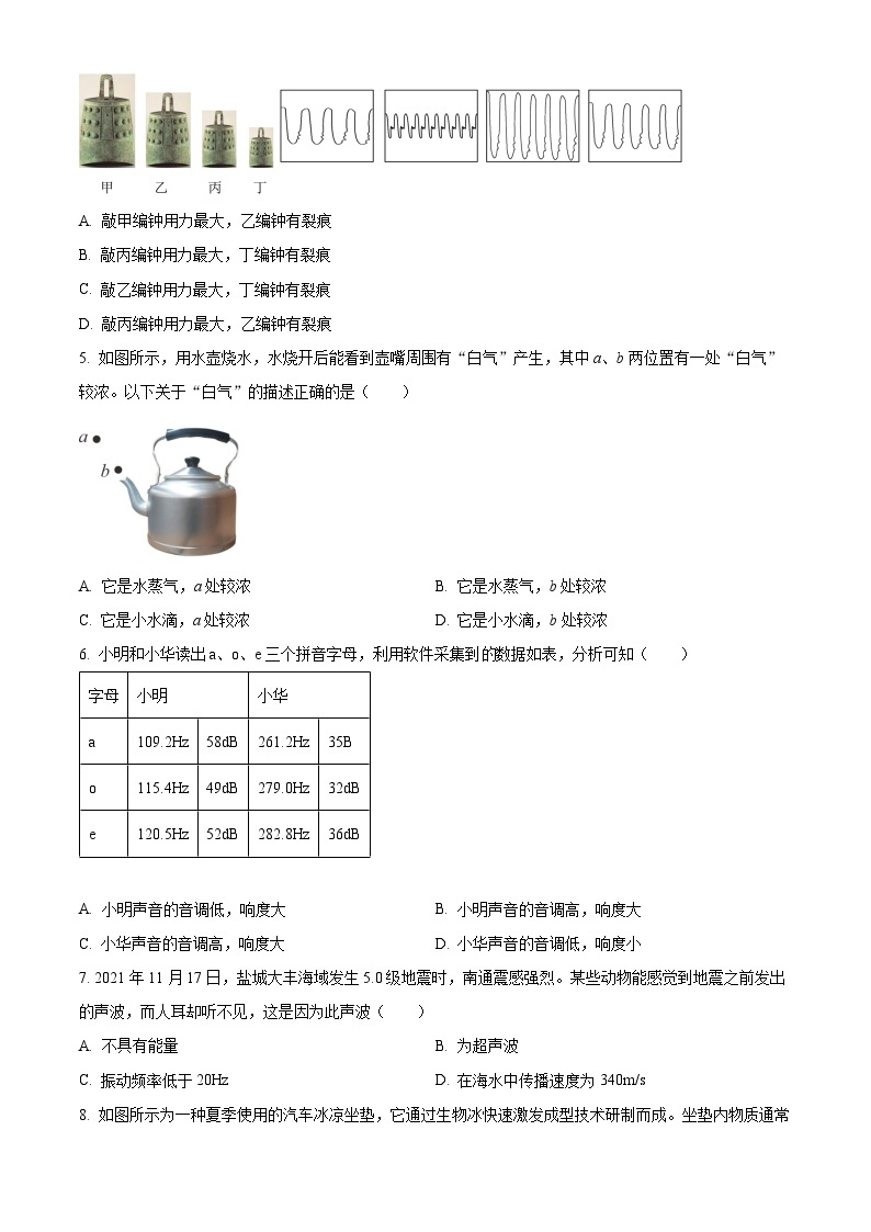 南京市南外2022-2023八年级上学期10月物理月考试卷及答案02