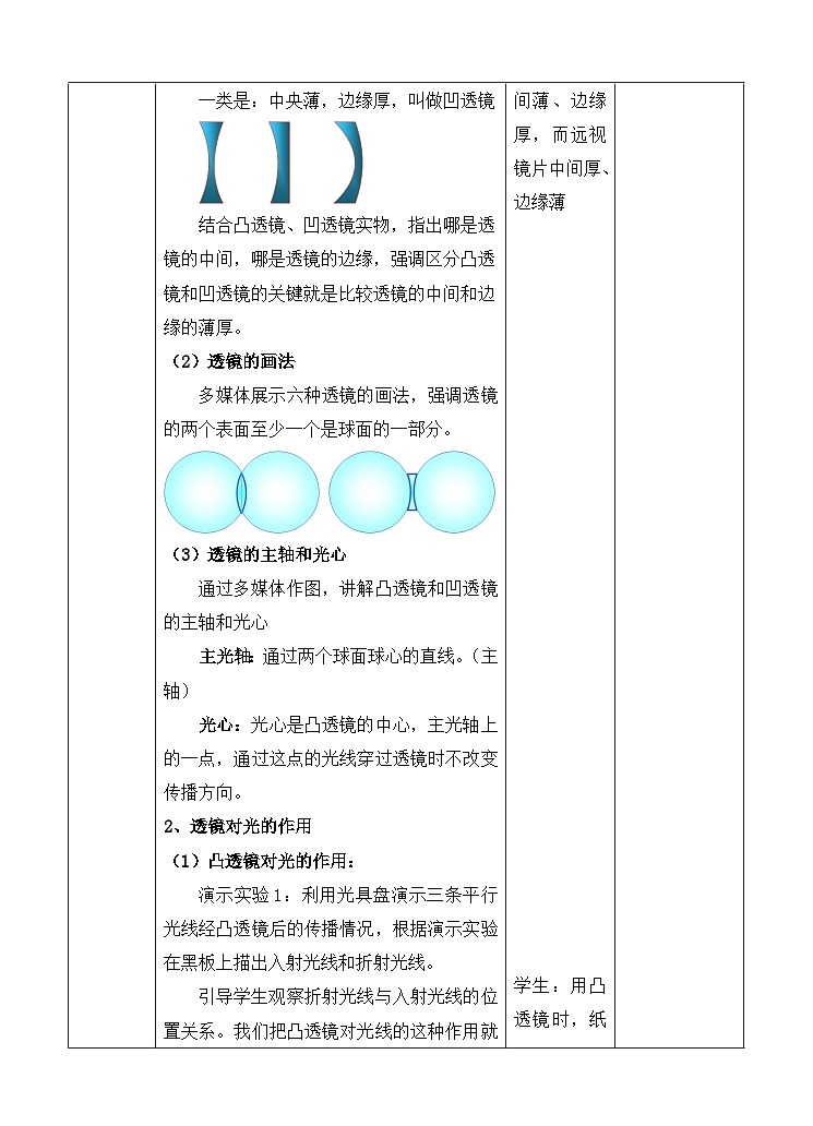 5.1 透镜 教案     人教版物理八年级上册第3页