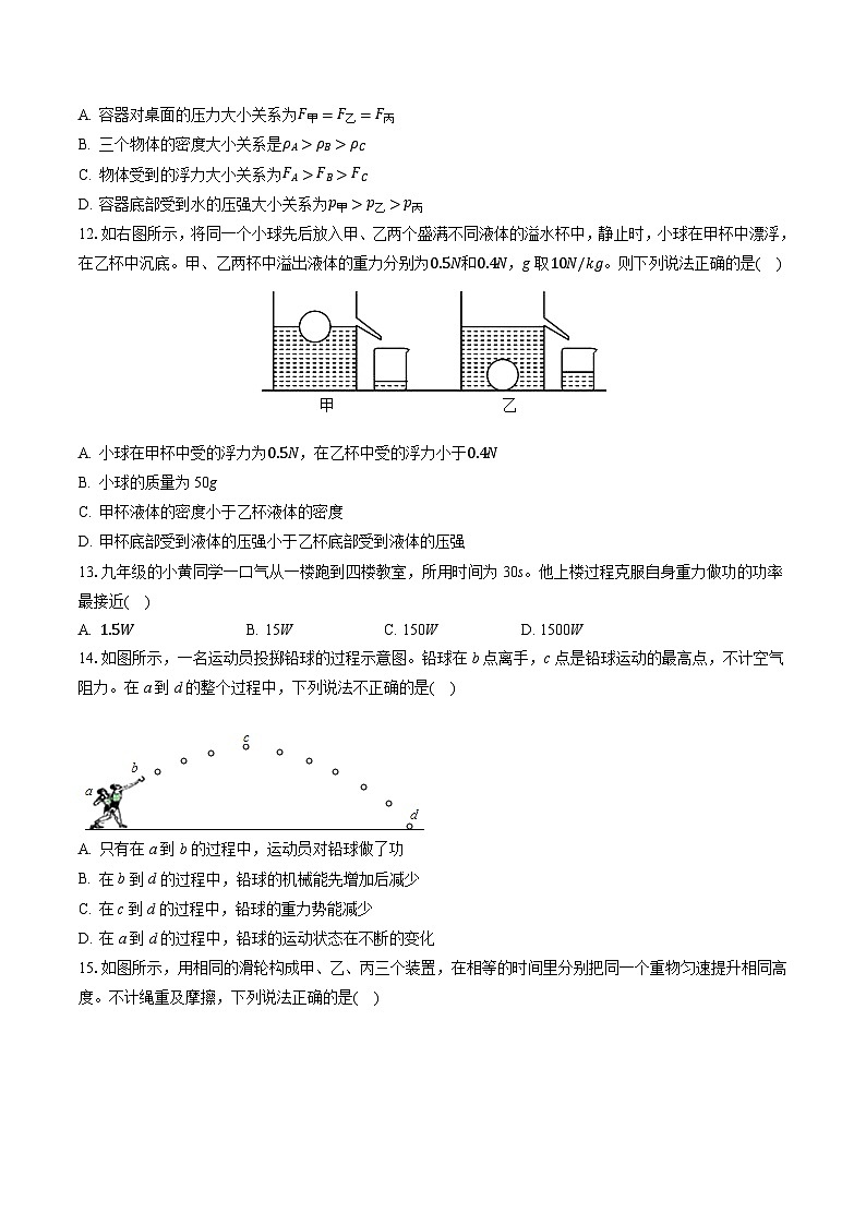 山东省淄博市淄川区（五四制）2021-2022学年八年级下学期期末考试物理试题第3页