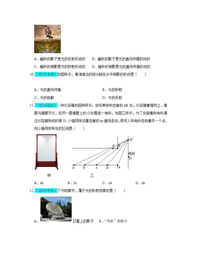 【期中单元测试卷】（人教版）2023-2024学年八年级物理上册单元测试卷 第4章  光现象（B卷）（原卷版）第3页