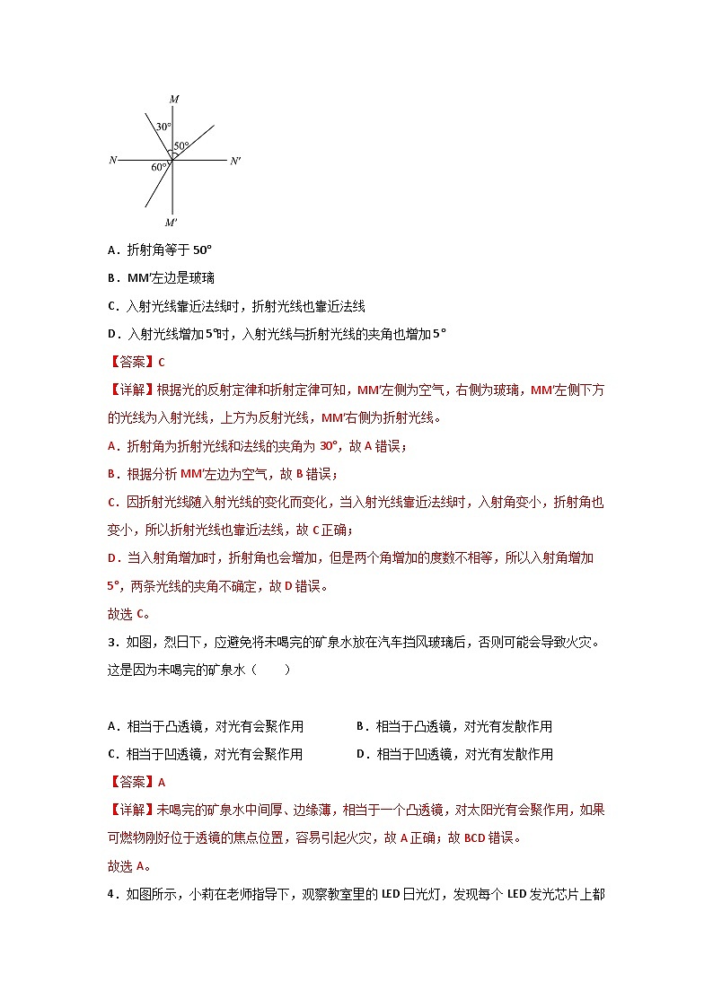 【期中单元测试】（苏科版）2023-2024学年八年级物理上册单元测试卷 第四章  光的折射+透镜【单元测试·提升卷】02