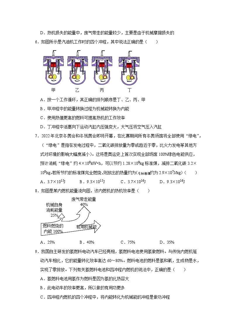 【期中单元测试卷】（人教版）2023-2024学年九年级物理全一册 第14章  内能的利用（A卷）（原卷版）第2页