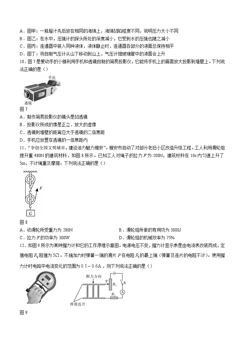 2023年四川省雅安市中考物理试题03