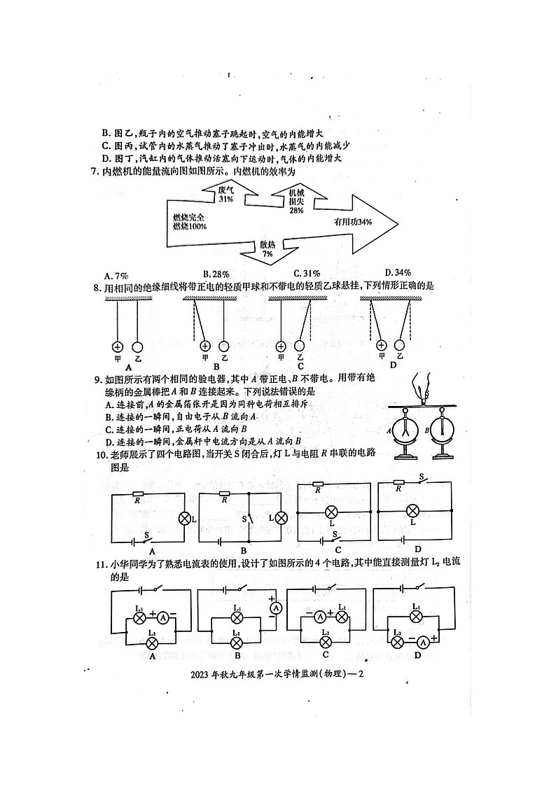 湖南省邵阳市邵东市2023-2024学年九年级上学期10月月考物理试题第2页
