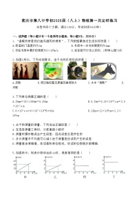 重庆市第八中学2023-2024学年八年级上学期物理第一次定时练习（月考）