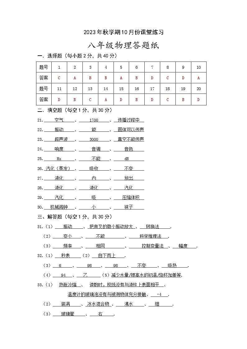 江苏省盐城市盐都区第一共同体2023-2024学年八年级上学期10月月考物理试题01