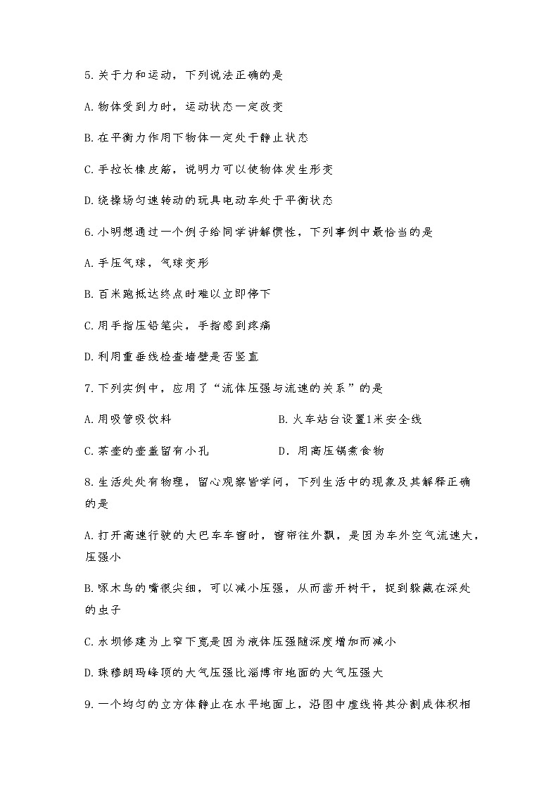 山东省淄博市淄川区淄川中学2022-2023学年九年级下学期期中考试物理试卷（含答案）第2页