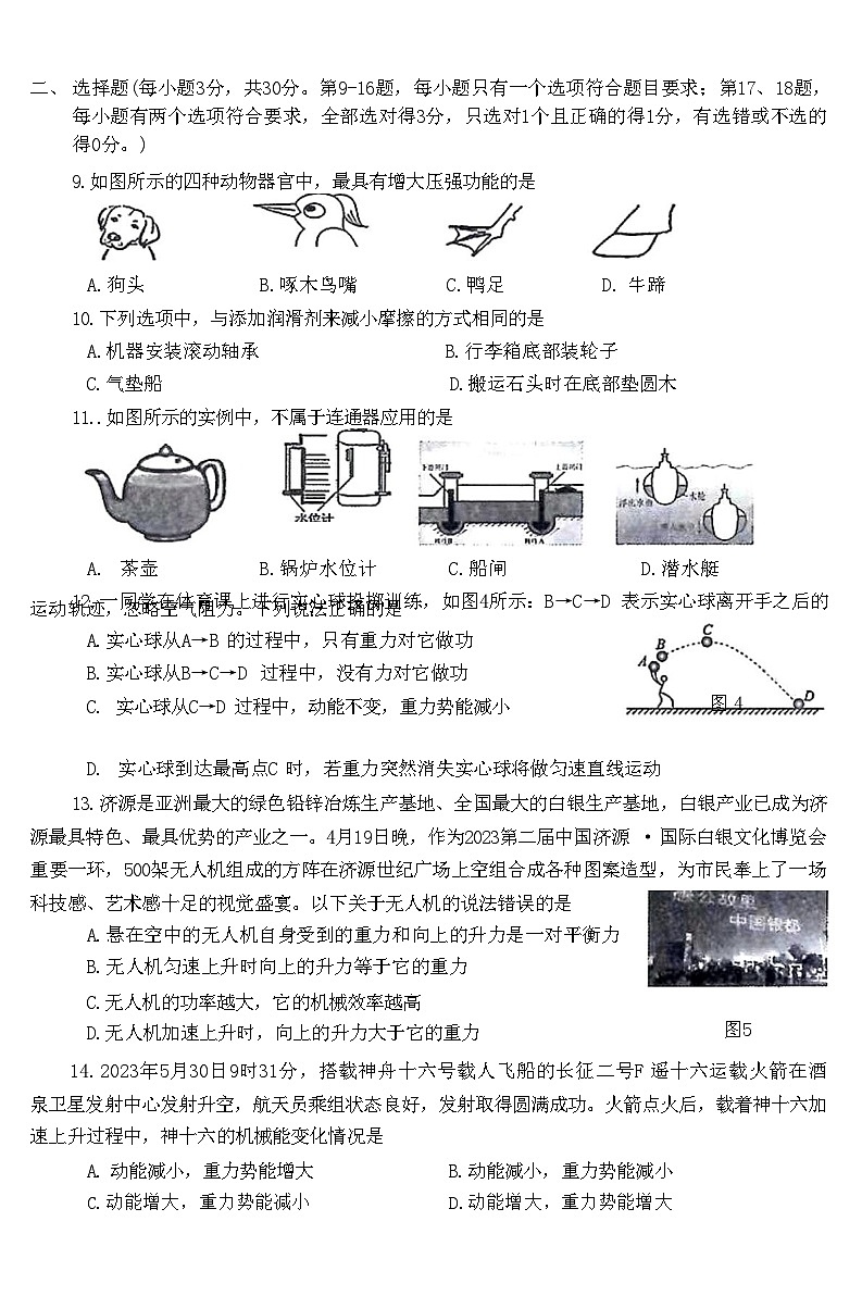河南省济源市2022—2023学年下期期末质量调研试题八年级物理附答案第2页