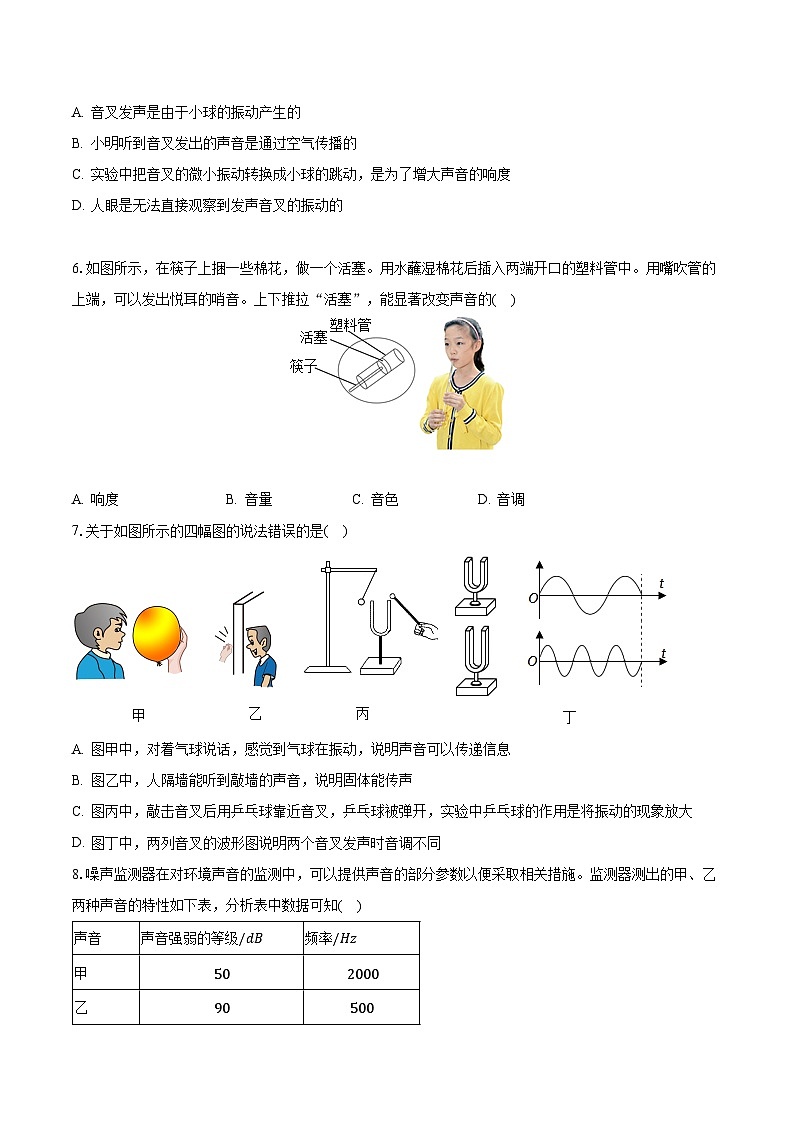 2023-2024学年四川省绵阳市涪城区八年级（上）月考物理试卷（10月份）（含解析）第2页