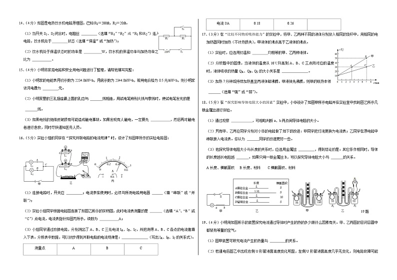 吉林省长春市榆树市八号镇第一中学2022-2023学年度上学期期末测试九年级物理试题第2页