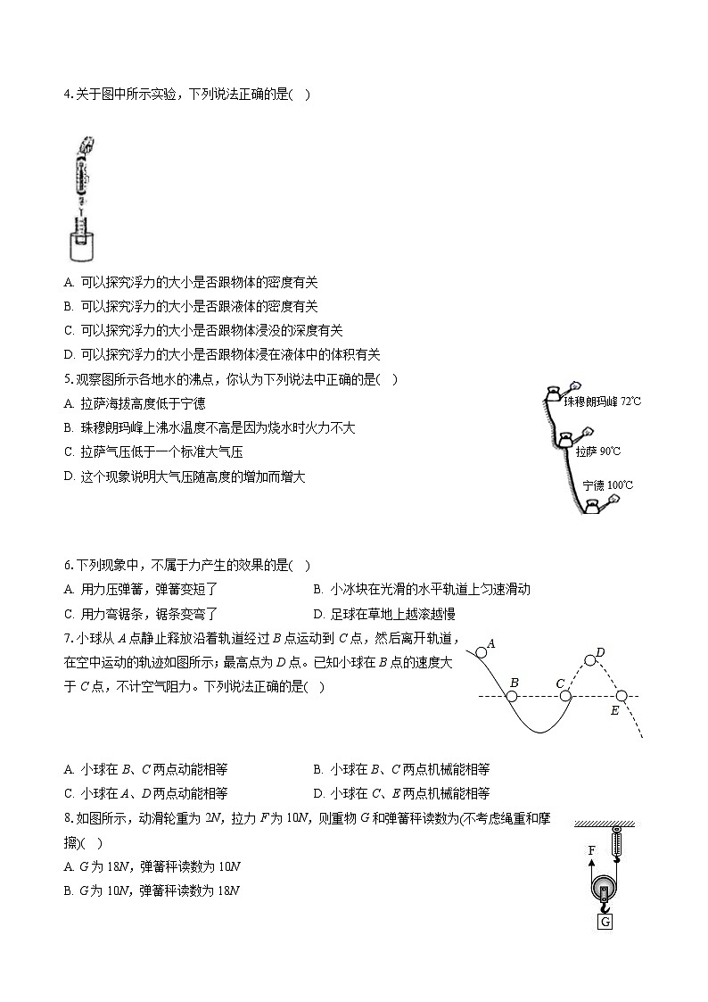 2022-2023学年安徽省淮南市潘集区八年级（下）期末物理试卷（含答案解析）第2页