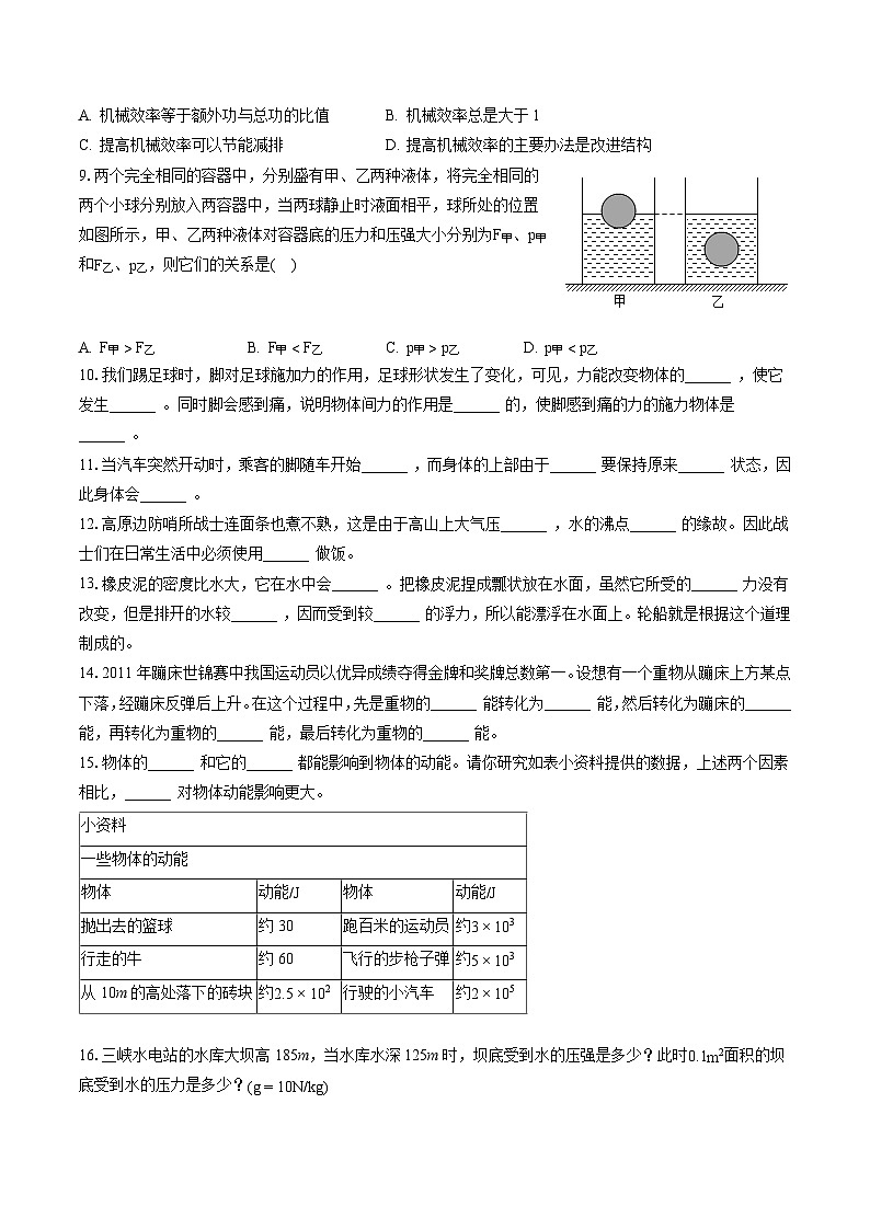 2022-2023学年辽宁省盘锦市盘山县八年级（下）期末物理试卷（含答案解析）第2页
