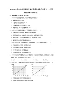 山东省潍坊市高密市滨北学校2023-2024学年八年级上学期月考物理试卷（10月份）