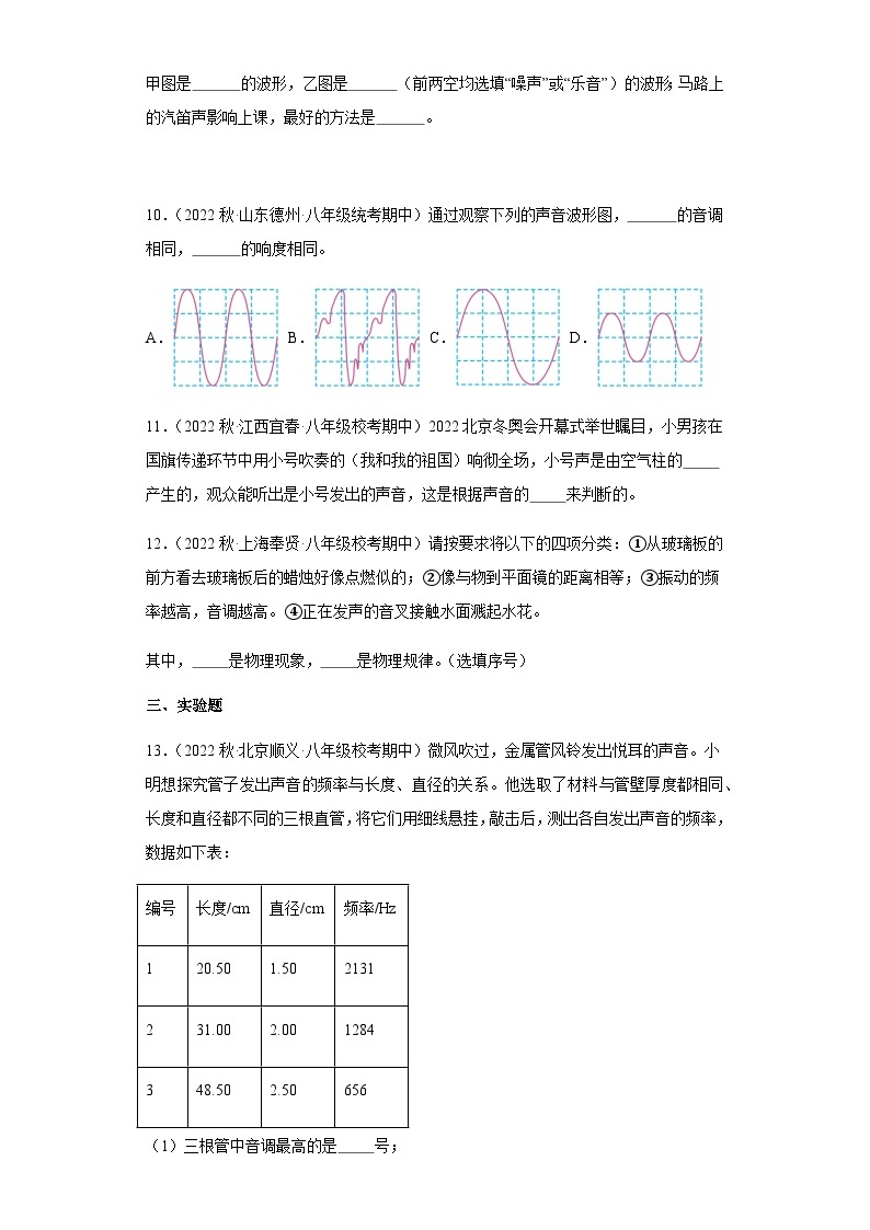 【期中真题】2023-2024学年八年级物理上册 期中真题分类专题汇编 专题04 声现象-试卷.zip03