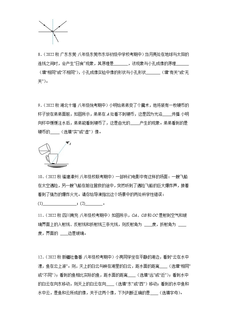 【期中真题】2023-2024学年八年级物理上册 期中真题分类专题汇编 专题07 光的直线传播、光的反射和折射-试卷.zip03