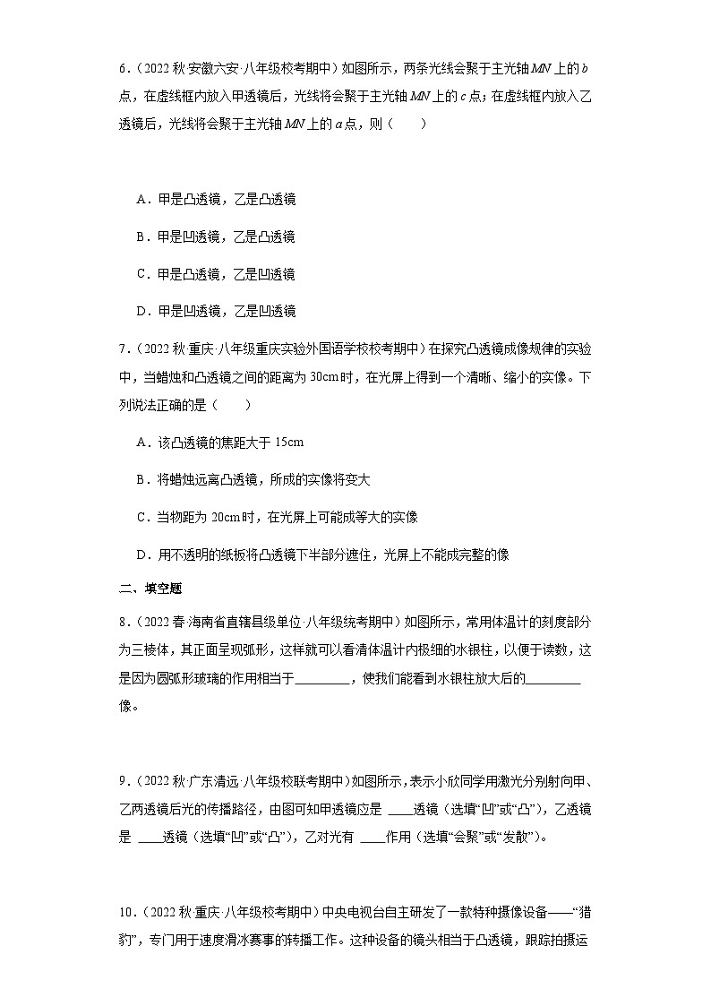 【期中真题】2023-2024学年八年级物理上册 期中真题分类专题汇编 专题09 透镜和凸透镜成像规律-试卷.zip02