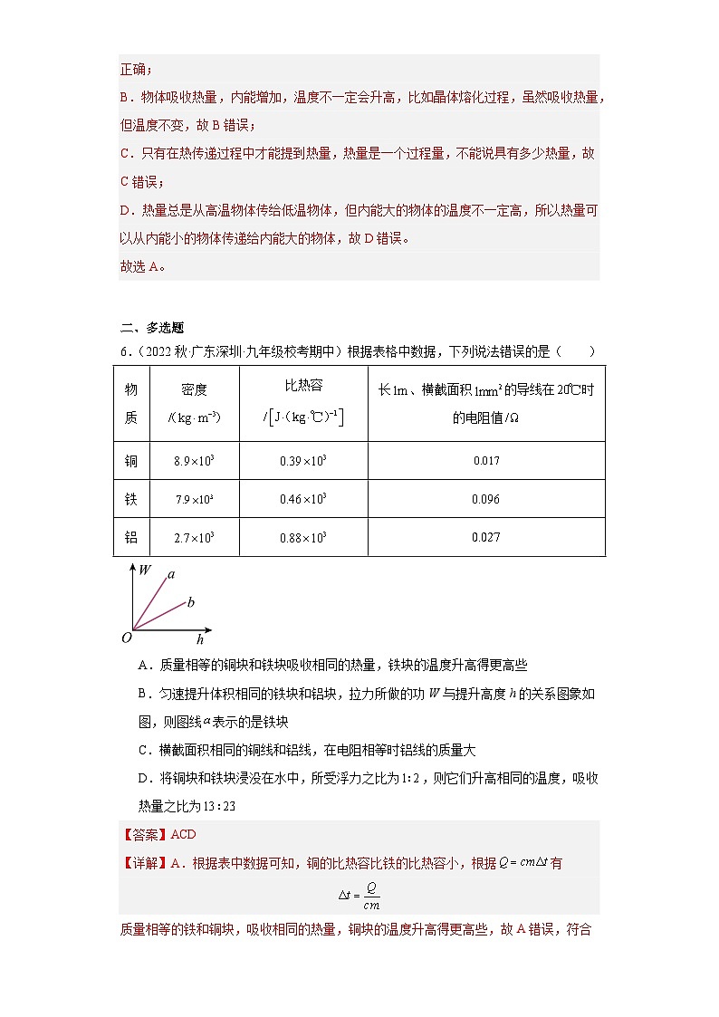 【期中真题】2023-2024学年九年级物理上册 期中真题分类专题汇编专题03 内能-试卷.zip03