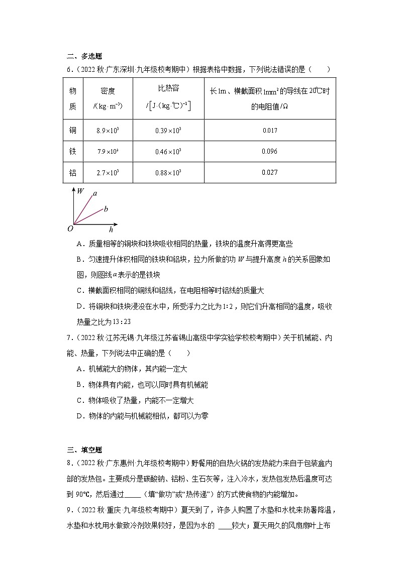 【期中真题】2023-2024学年九年级物理上册 期中真题分类专题汇编专题03 内能-试卷.zip02