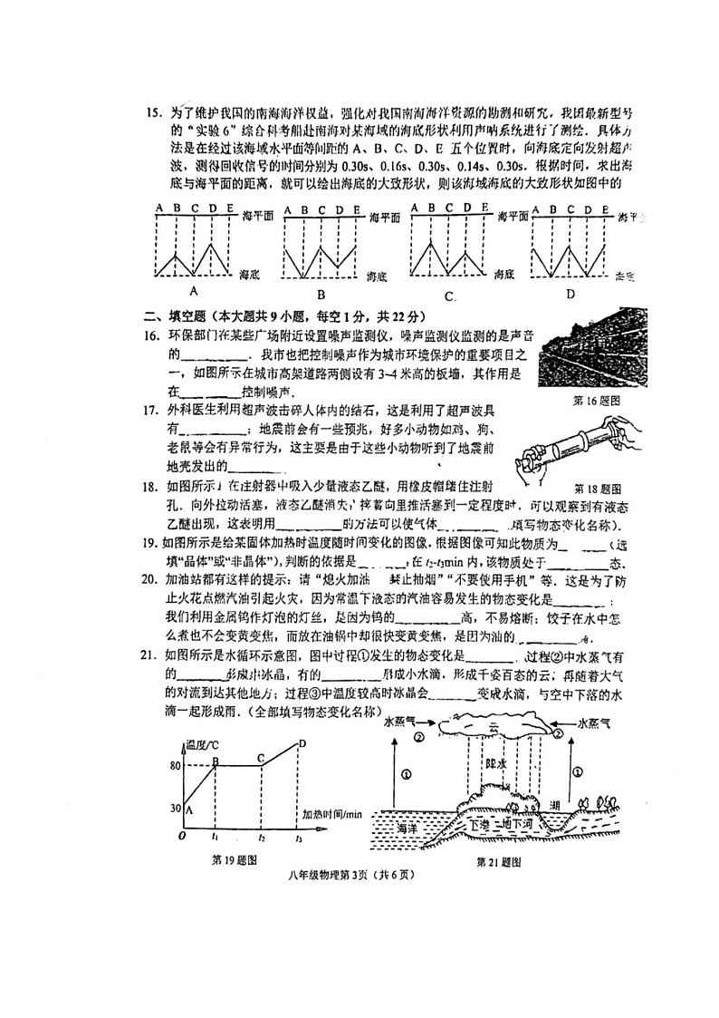 江苏省连云港市新海实验中学2021--2022学年度上学期八年级物理期中测试+03