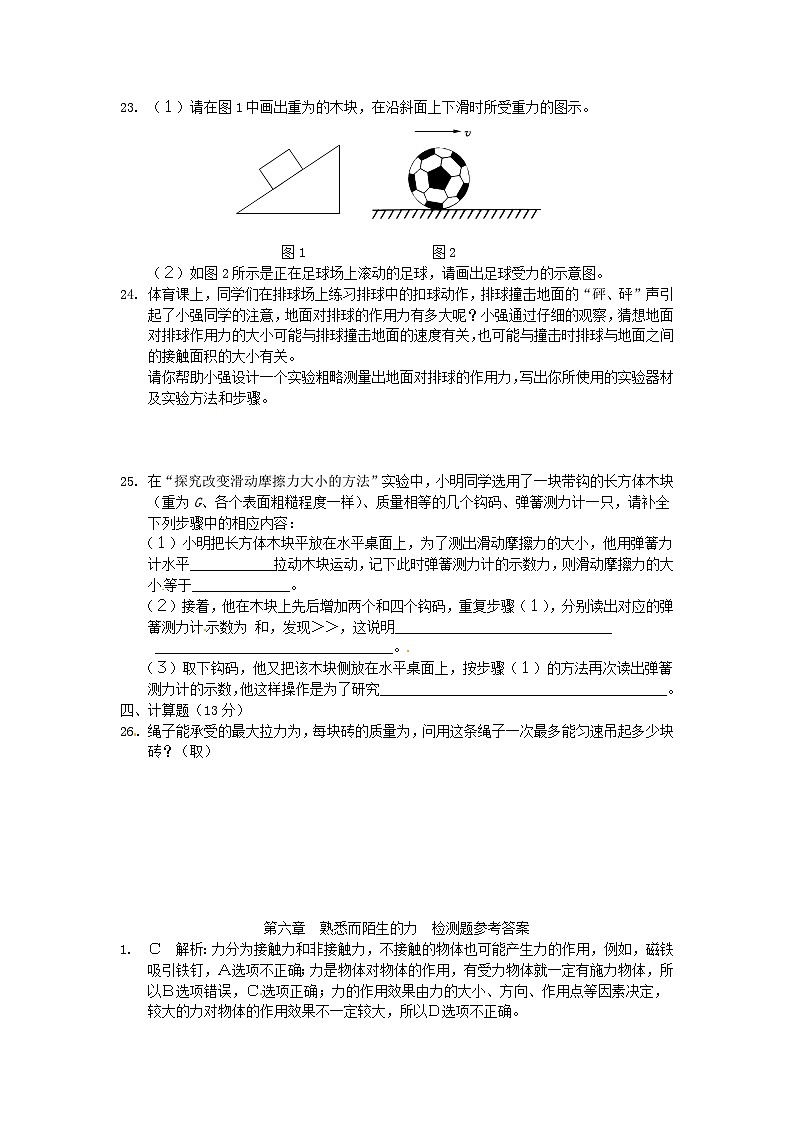 2023八年级物理上册第六章熟悉而陌生的力检测新版沪科版第3页
