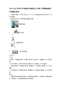 2022-2023学年江苏省南京市秦淮区九年级上学期物理期中考试题及答案