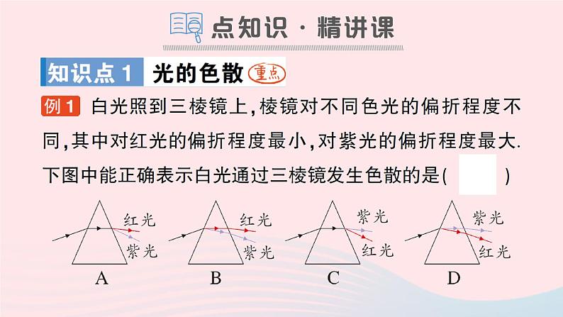 2023八年级物理上册第四章多彩的光第四节光的色散作业课件新版沪科版第2页