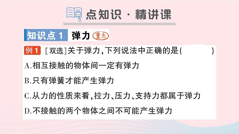 2023八年级物理上册第六章熟悉而陌生的力第三节弹力与弹簧测力计作业课件新版沪科版02